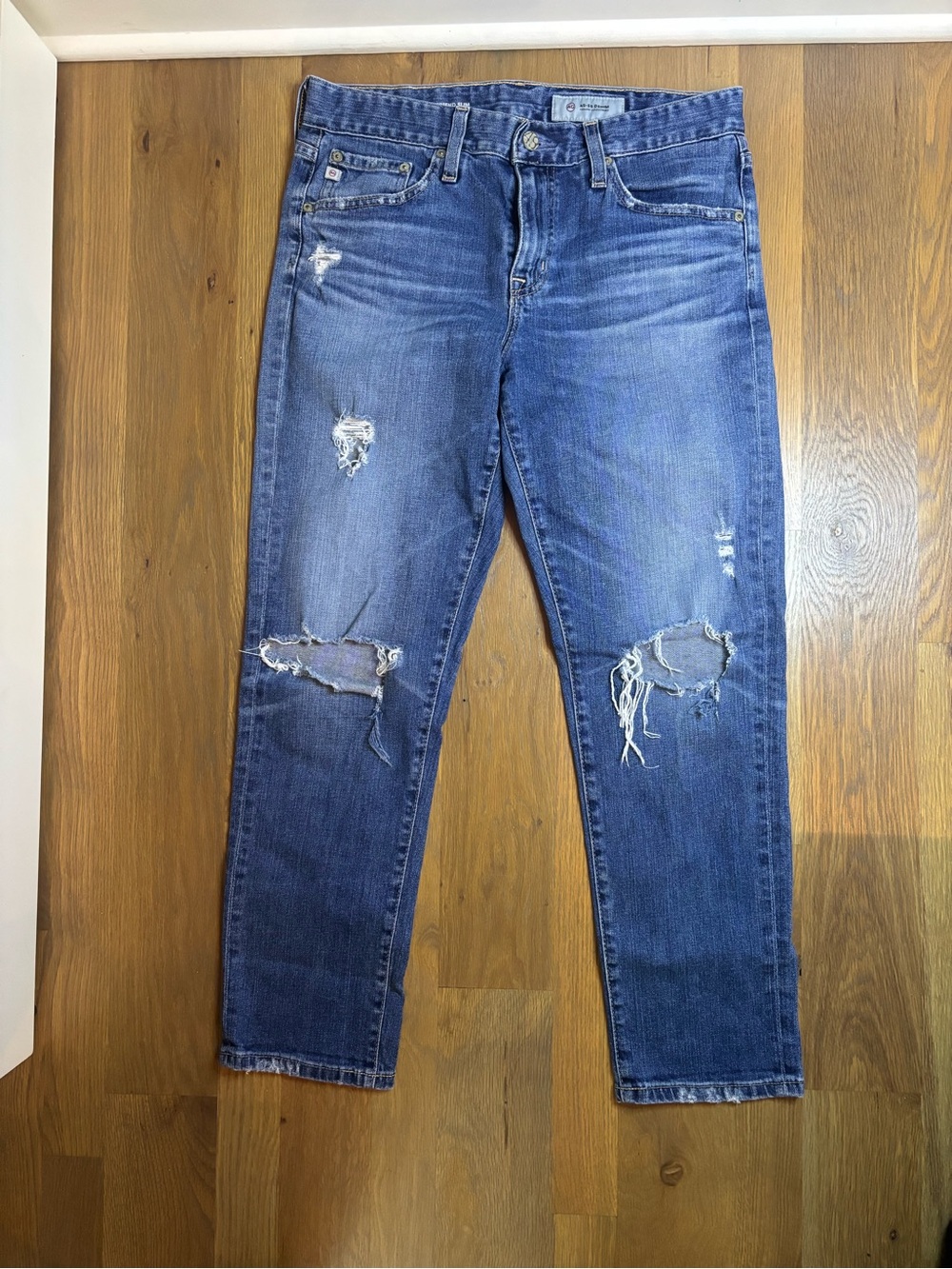 AG Women’s  Distressed Blue Denim Jeans - Casual Slim Fit